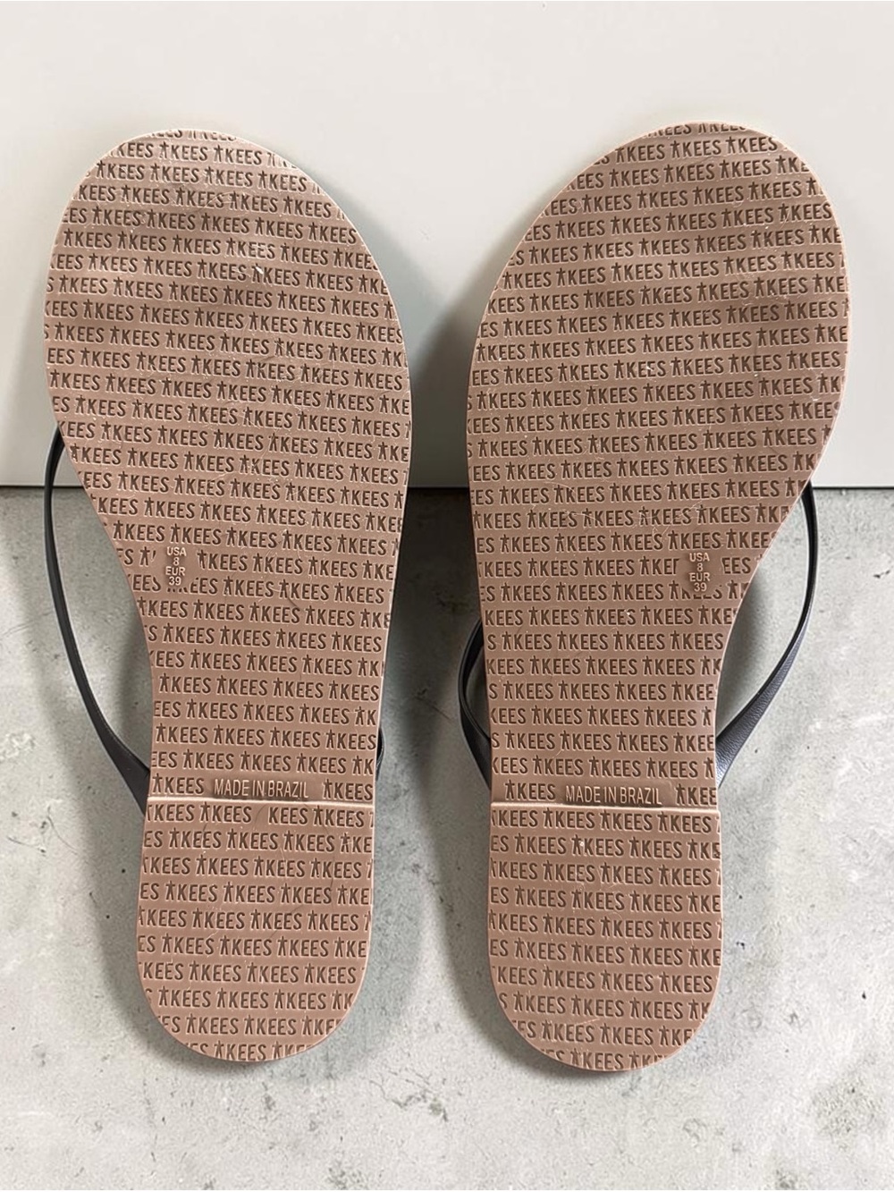TKEES Black Leather Flip Flops - Picture 2 of 3